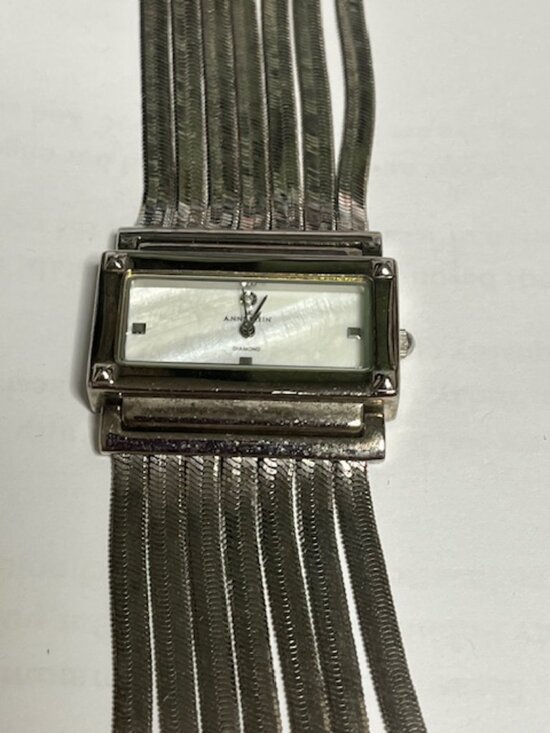 VTG Silver-Tone Anne Klein Herringbone Multi-Strand Mesh Bracelet Watch Stylish